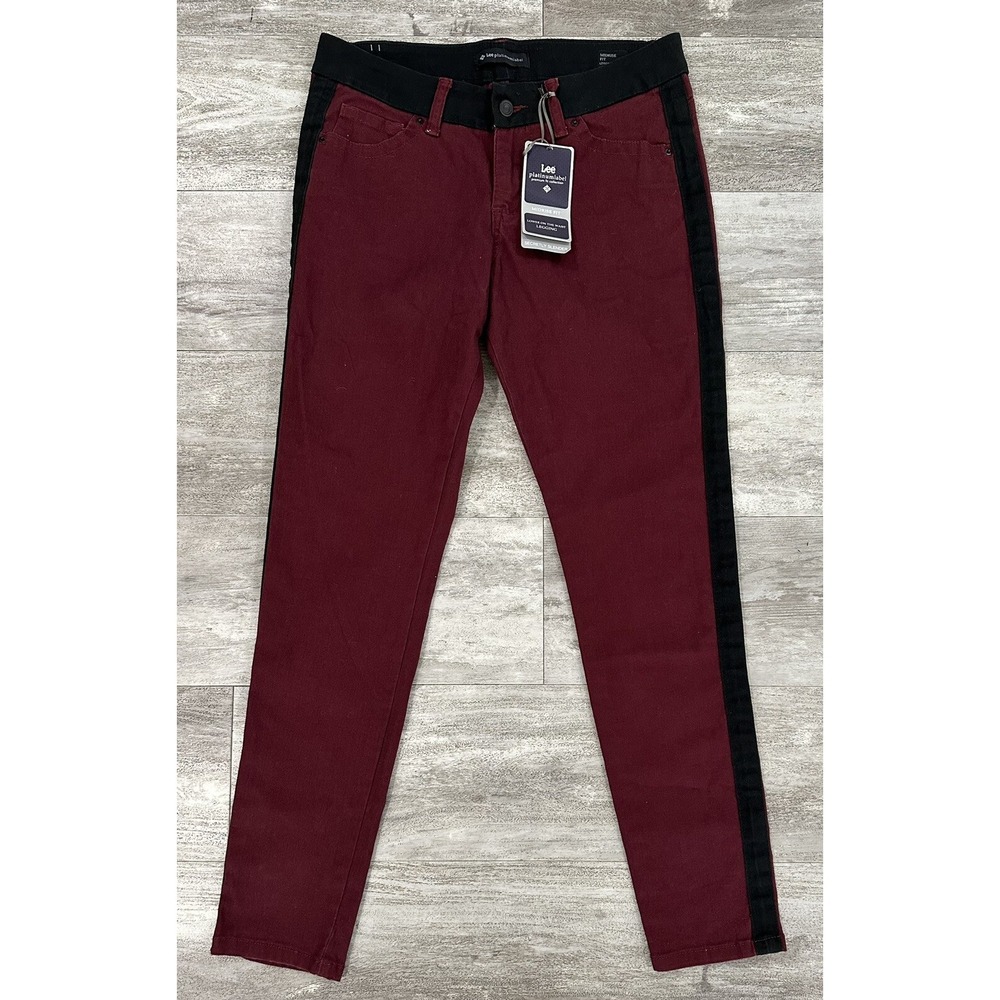Lee Platinum Label Mid Rise Leggings Burgundy Size 8 Brand New 29" Inseam
